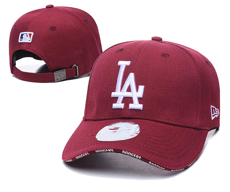 Dodgers Team White Logo Red Peaked Adjustable Hat TX