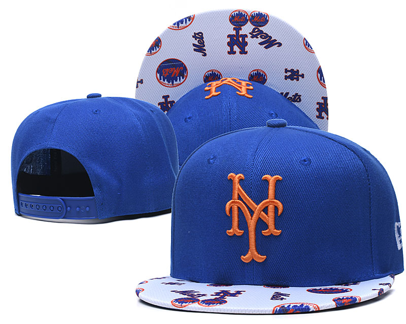 Mets Team Logo Royal White Adjustable Hat TX