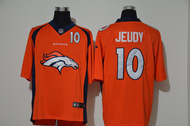 Nike Broncos 10 Jerry Jeudy Orange Team Big Logo Number Vapor Untouchable Limited Jersey