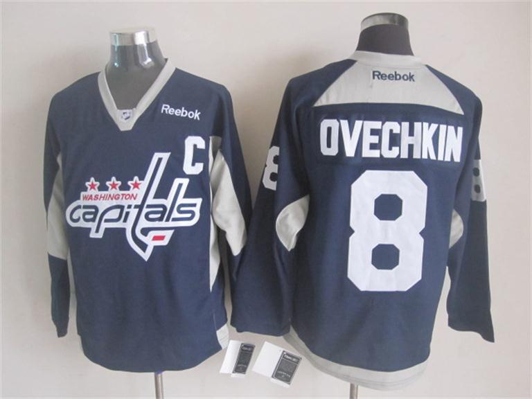 Capitals 8 Ovechkin Navy Blue Practice Jersey