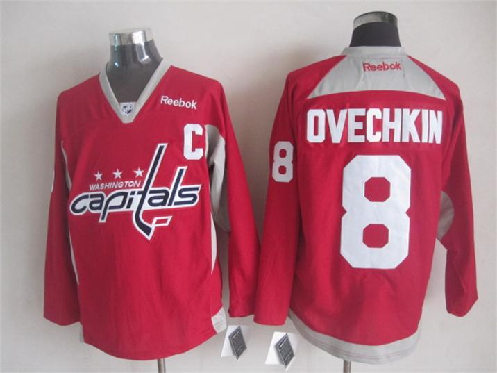 Capitals 8 Ovechkin Red Practice Jersey