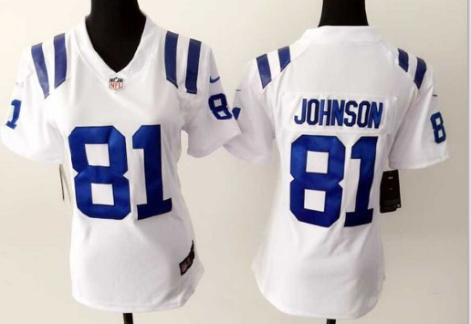Nike Colts 81 Andre Johnson White Woemn Game Jersey