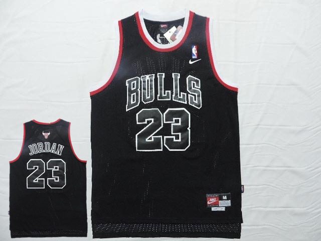 Bulls 23 Jordan Black Throwback Jersey