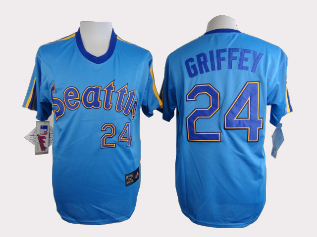 Mariners 24 Griffey Blue Throwback Jersey