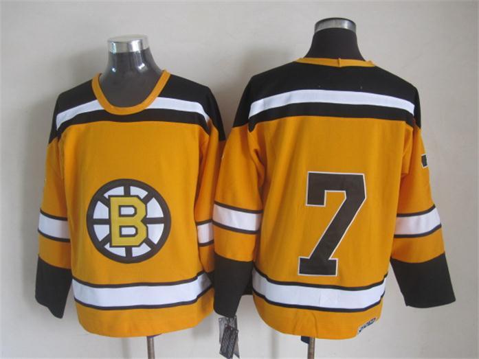 Bruins 7 Esposito Yellow Vintage CCM Jersey