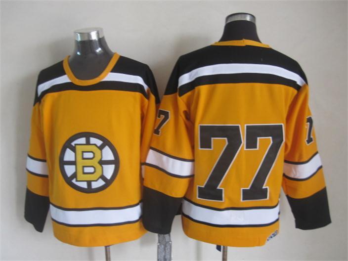 Bruins 77 Ray Bourque Yellow Vintage CCM Jersey