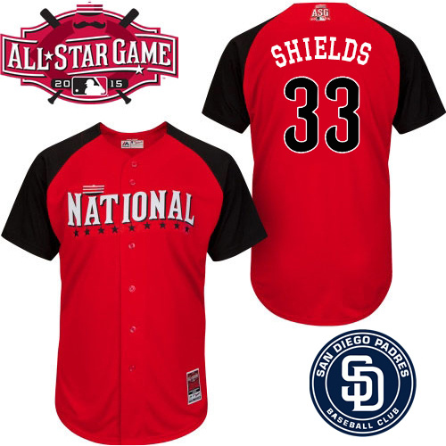 National League Padres 33 Shields Red 2015 All Star Jersey