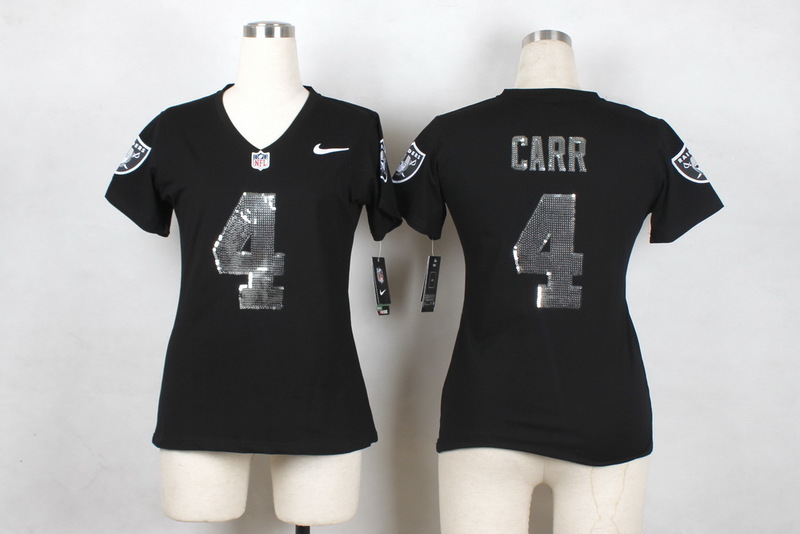 Nike Raiders 4 Carr Black Sequin Women Game Jersey