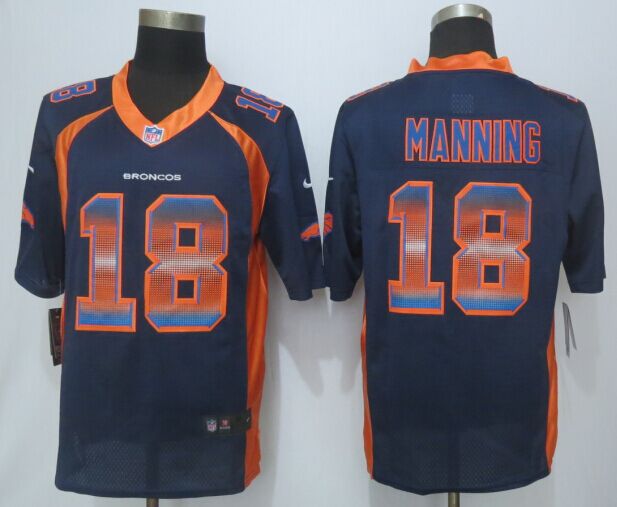 Nike Broncos 18 Manning Blue Pro Line Fashion Strobe Jersey