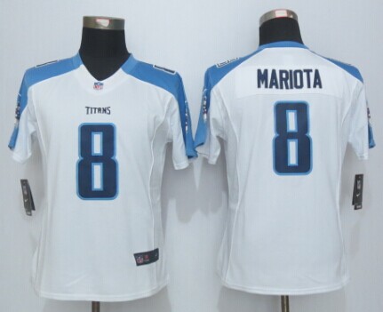 Nike Titans 8 Mariota Navy White Limited Women Jersey