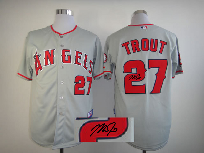 Angels 27 Trout Grey Signature Edition Jerseys