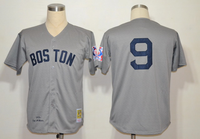 Boston Red Sox 9 Ted Williams Grey M&N 1939 Jerseys