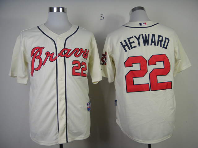 Braves 22 Heyward Cream Cool Base Jerseys