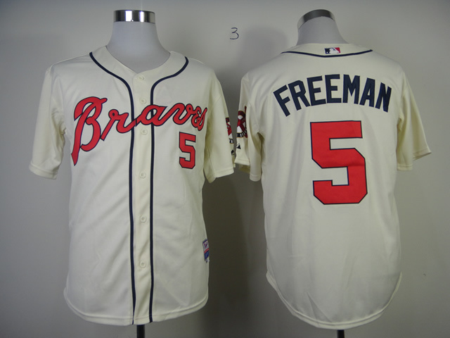 Braves 5 Freeman Cream Cool Base Jerseys