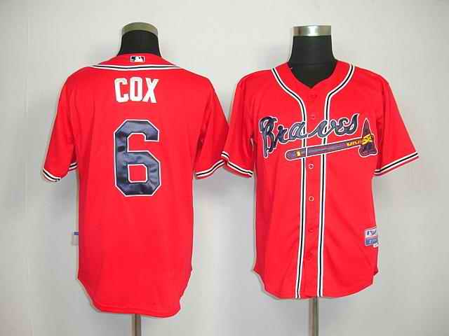 Braves 6 Cox Red Jerseys
