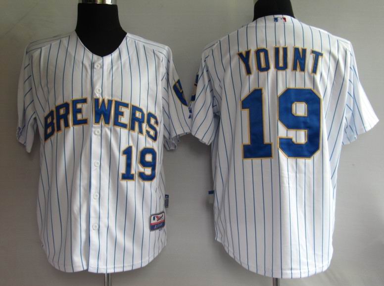 Brewers 19 Robin Yount White jersey