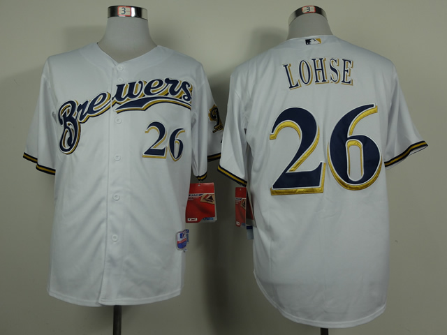 Brewers 26 Lohse White Cool Base Jerseys