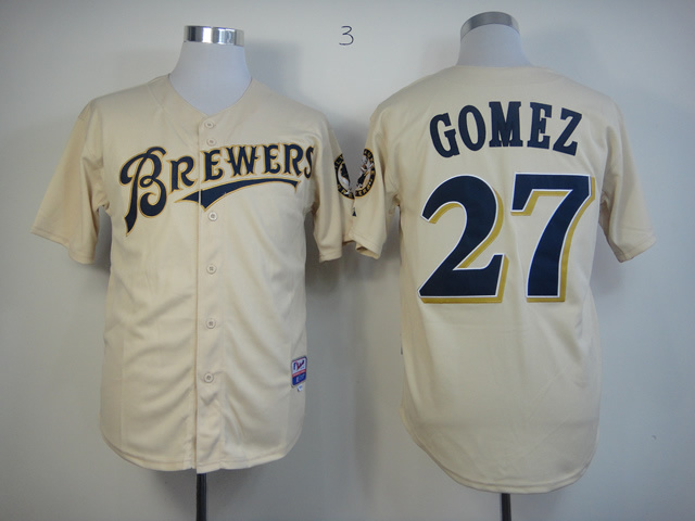 Brewers 27 Gomez Cream Jerseys