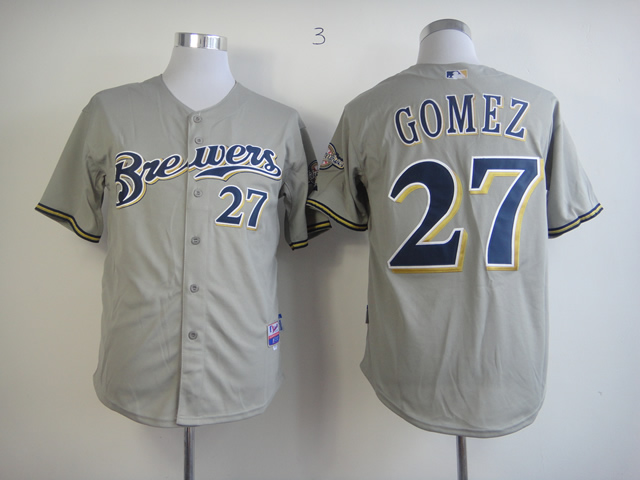 Brewers 27 Gomez Grey Jerseys