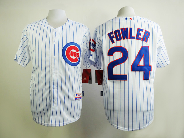 Cubs 24 Fowler White Cool Base Jersey