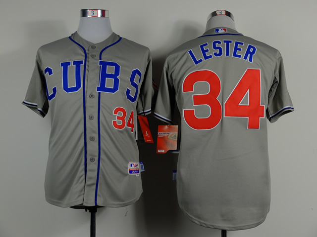 Cubs 34 Lester Grey Cool Base Jerseys