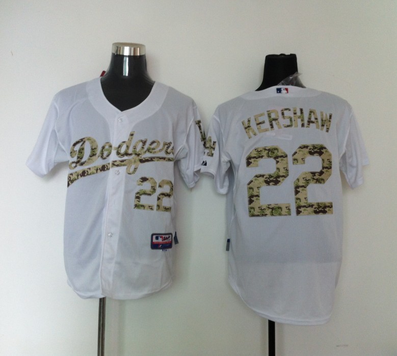 Dodgers 22 Kershaw White camo number Jerseys