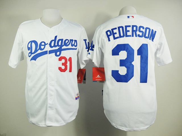 Dodgers 31 Pederson White Cool Base Jersey