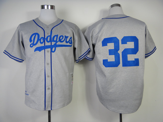 Dodgers 32 Koufax Grey M&N Jerseys