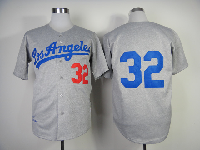 Dodgers 32 Sandy Koufax Grey 1963 Jerseys