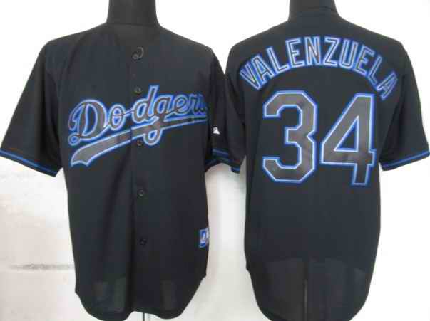 Dodgers 34 VALENZUELA Black Fashion jerseys
