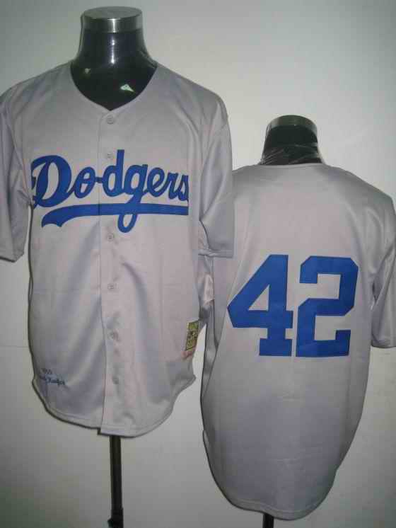 Dodgers 42 Jackie Robinson grey Jerseys