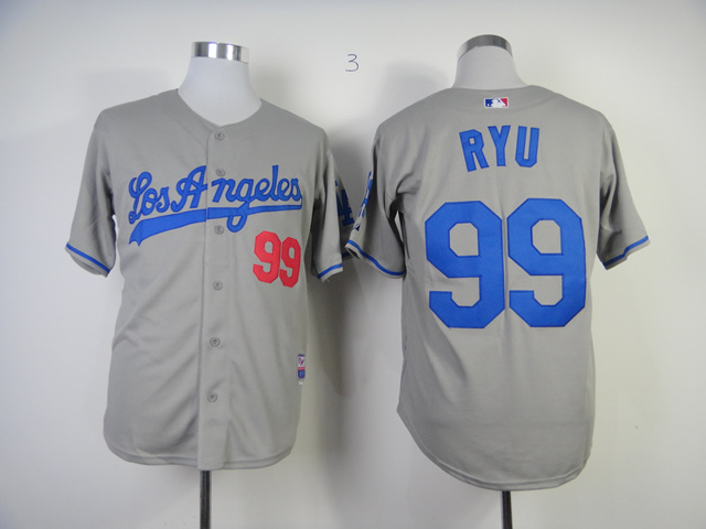 Dodgers 99 Ryu Grey Jerseys