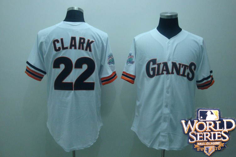 Giants 22 clark white world series jerseys