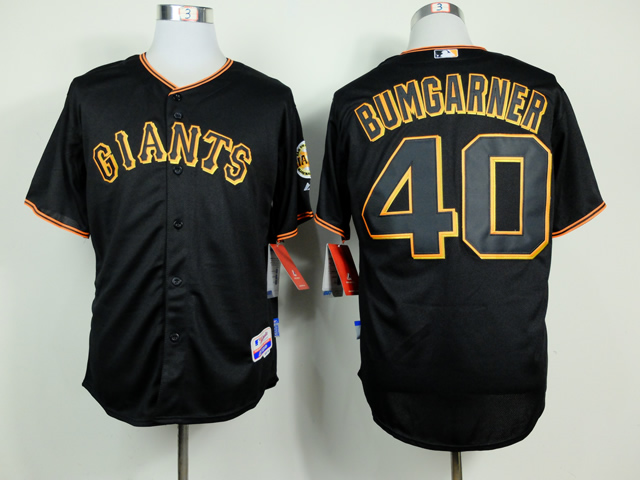Giants 40 Bumgarner Black Cool Base Jerseys