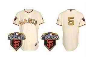 Giants 5 Uribe Cream Gold Number Jerseys