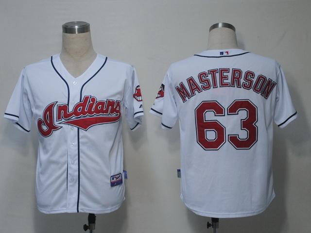 Indians 63 Masterson White Cool Base Jerseys