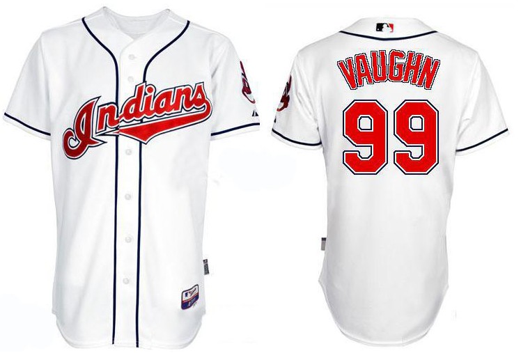 Indians 99 Ricky Vaughn White Red Number Jerseys