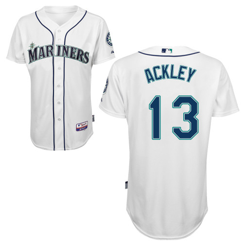 Mariners 13 Ackley White Cool Base Jerseys