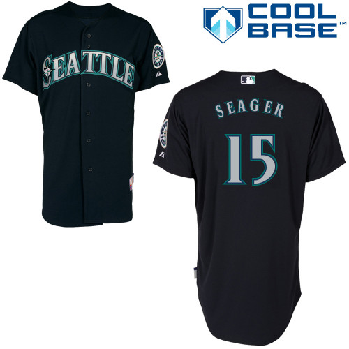 Mariners 15 Seager Black Cool Base Jerseys