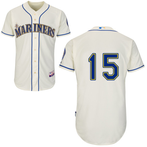 Mariners 15 Seager Cream Cool Base Jerseys