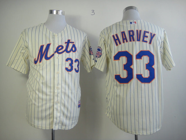 Mets 33 Harvey Cream blue stripe Jerseys