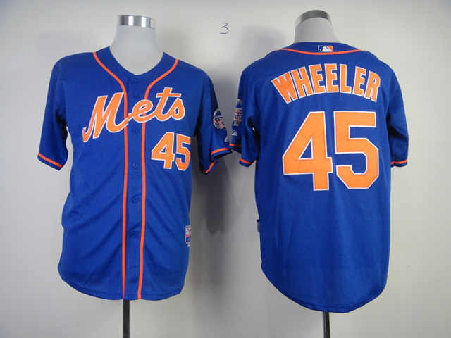 Mets 45 Wheeler Blue Jerseys (orange letters)