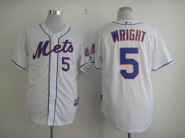 Mets 5 Wright White Jerseys