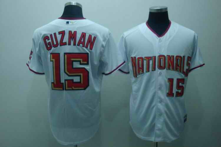 Nationals 15 Guzman white Jerseys