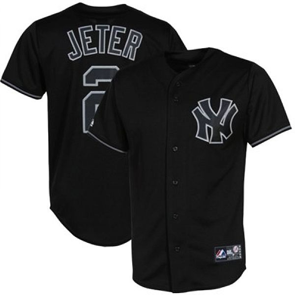New York 2 Jeter Black Fashion Jerseys
