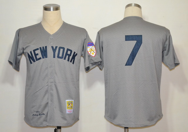 New York Yankees 7 Mickey Mantle Grey M&N 1951