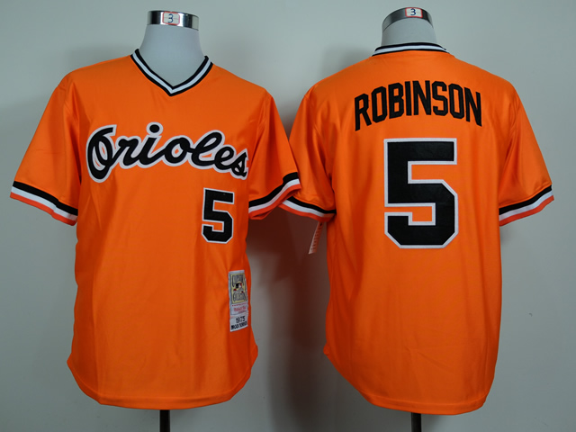 Orioles 5 Robinson Orange Throwback Jerseys