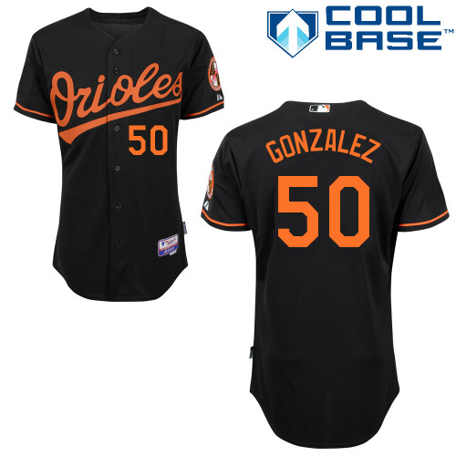 Orioles 50 Gonzalez Black Cool Base Jerseys