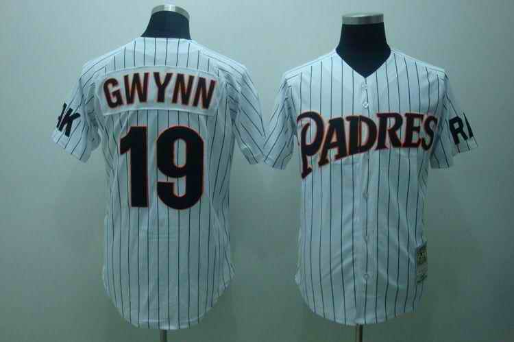 Padres 19 Tony Gwynn white strip Jerseys