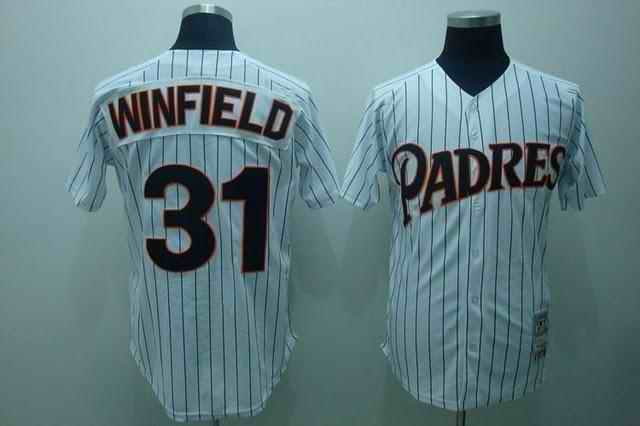 Padres 31 Dave Winfield white strip Jerseys
